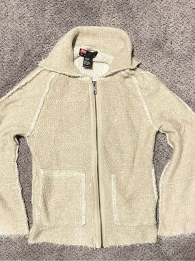 Vintage Y2K Diesel Ecru Textured Knit Zip Jacket